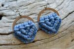 Faded Indigo Wooden Macrame Earrings