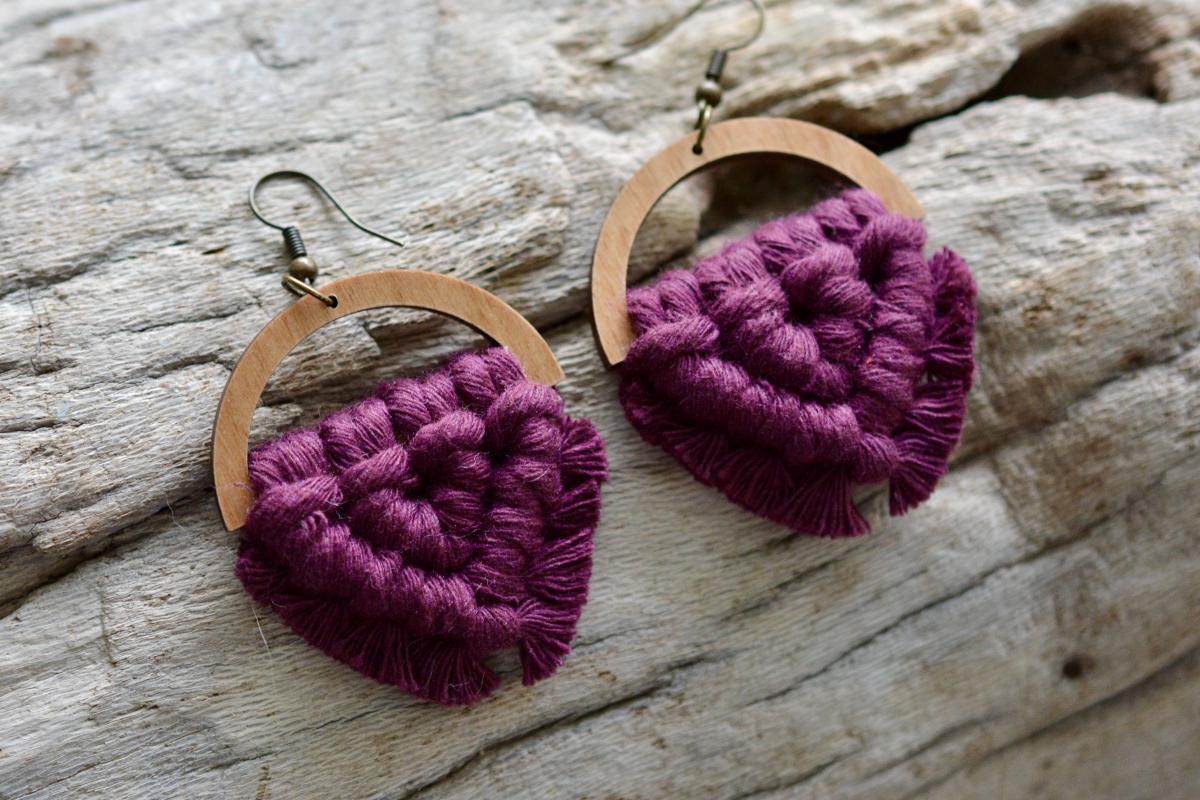Boysenberry Macrame Earrings picture