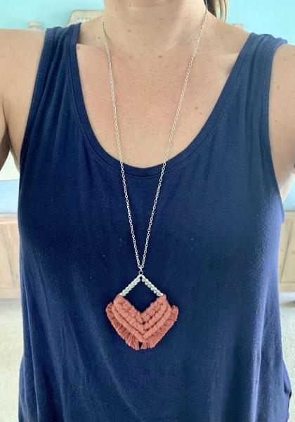 Cinnamon Beaded Macrame Necklace picture