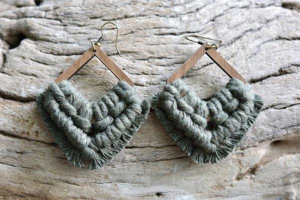 Army Green Macrame Earrings picture