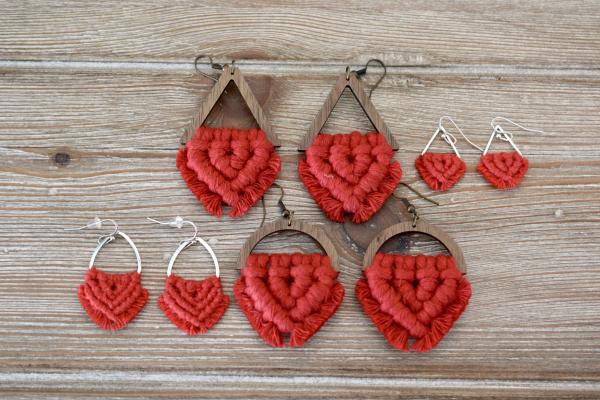 Red Macrame Earrings picture