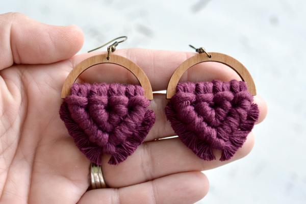 Boysenberry Macrame Earrings