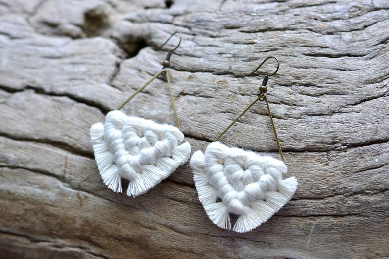 Natural Triangle Macrame Earrings picture