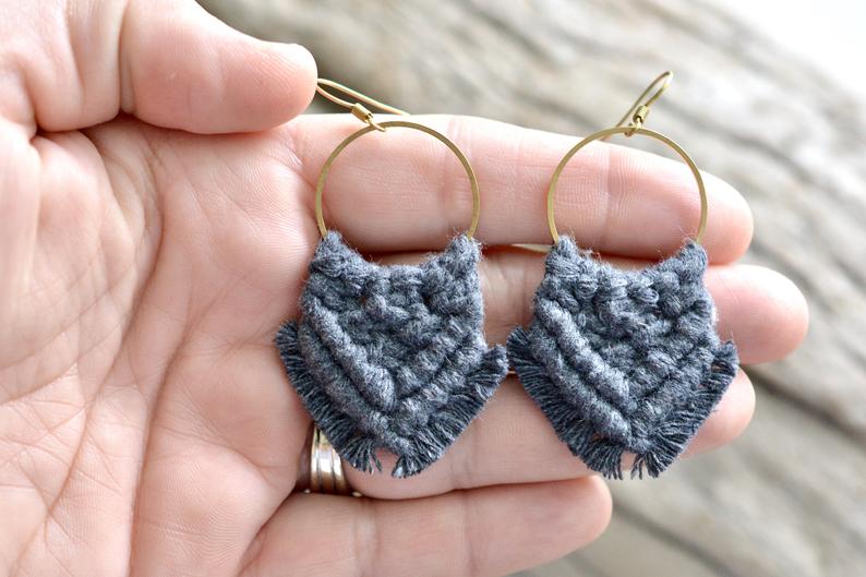 Gray Macrame Earrings picture