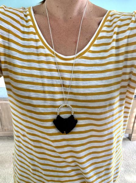 Black Beaded Macrame Necklace picture