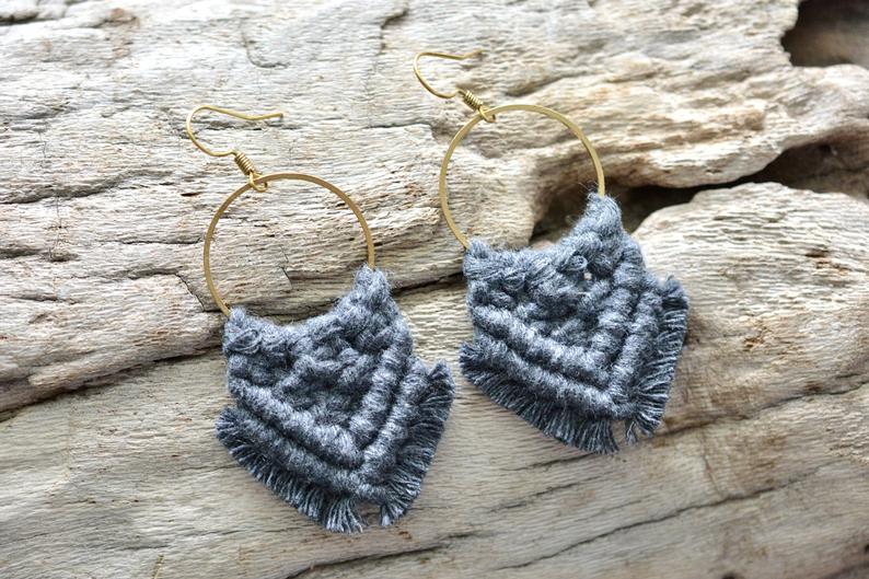 Gray Macrame Earrings picture