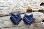 Navy Blue Macrame Earrings