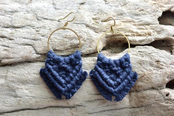 Navy Blue Macrame Earrings picture