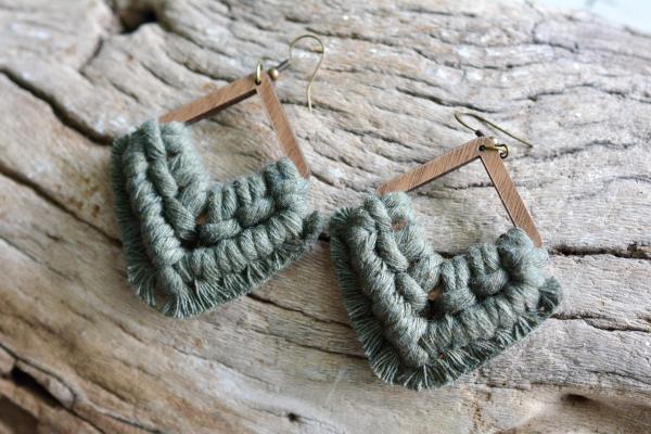 Army Green Macrame Earrings picture