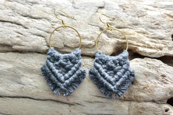 Gray Macrame Earrings picture