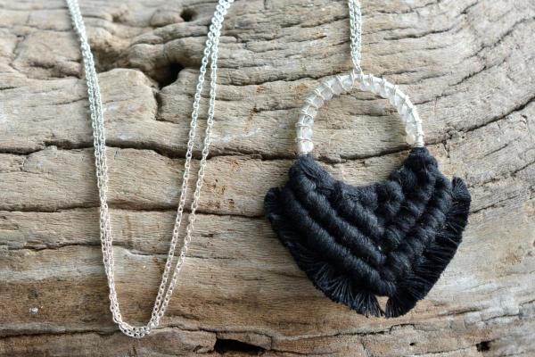 Black Beaded Macrame Necklace picture