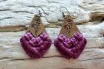 Boysenberry Floral Macrame Earrings