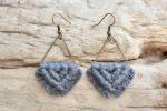 Small Gray Macrame Earrings