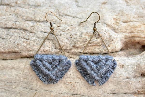 Small Gray Macrame Earrings