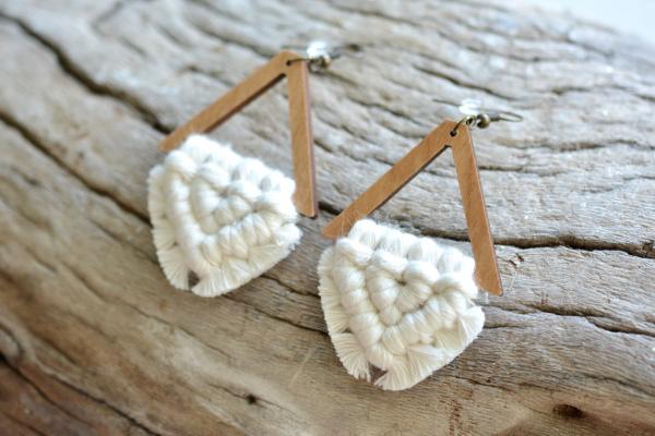 Natural Wooden Macrame Earrings picture