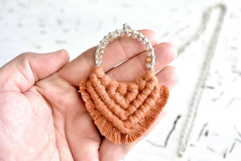 Terracotta Beaded Macrame Necklace picture