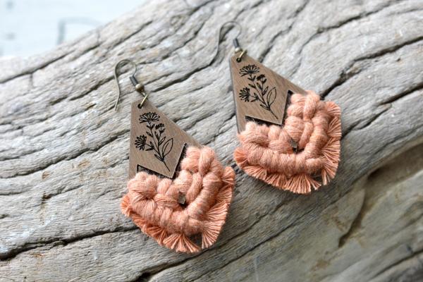 Terracotta Floral Macrame Earrings picture