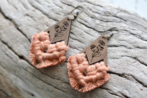 Terracotta Floral Macrame Earrings picture