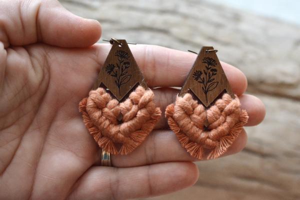 Terracotta Floral Macrame Earrings picture