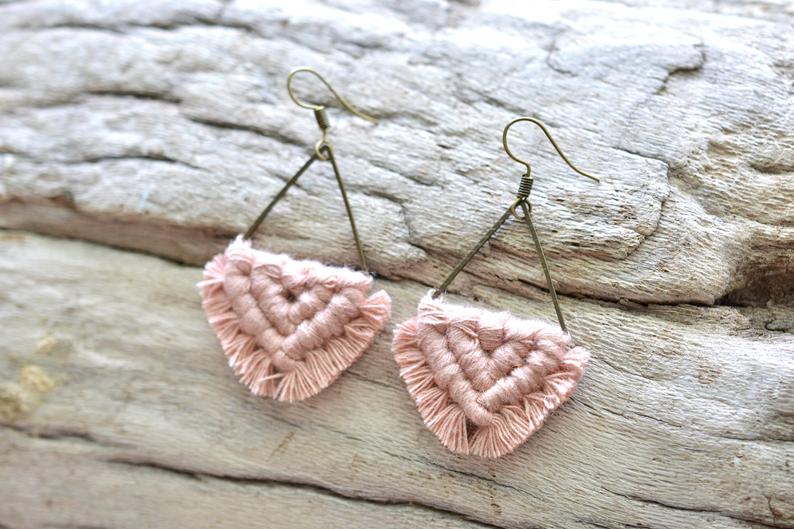 Small Blush Macrame Earrings picture