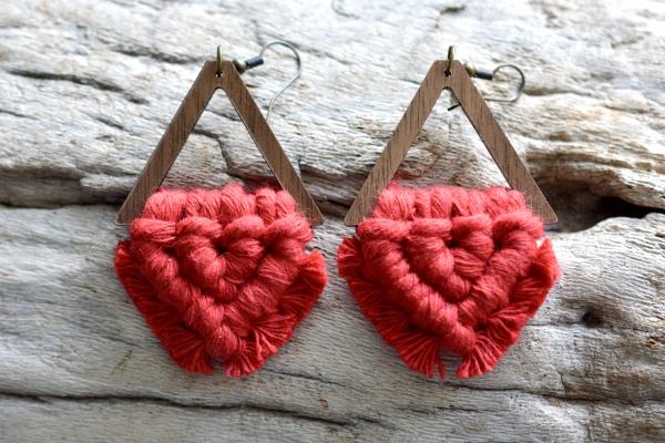 Red Macrame Earrings picture