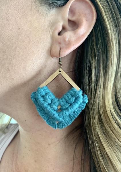 Teal Macrame Earrings picture