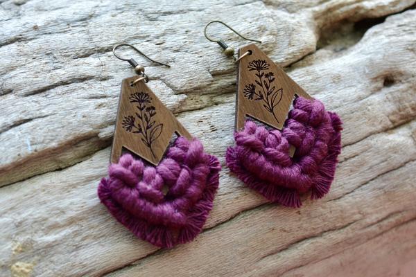 Boysenberry Floral Macrame Earrings picture