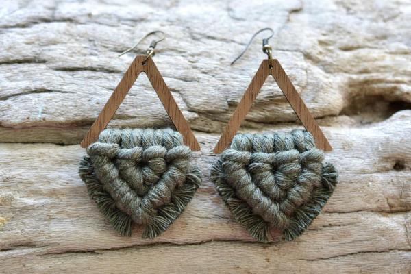 Army Green Macrame Earrings picture