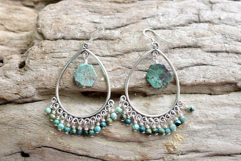 Chrysocolla Chandelier Earrings picture