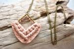 Antique Peach Beaded Macrame Necklace