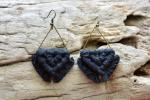 Black Triangle Macrame Earrings