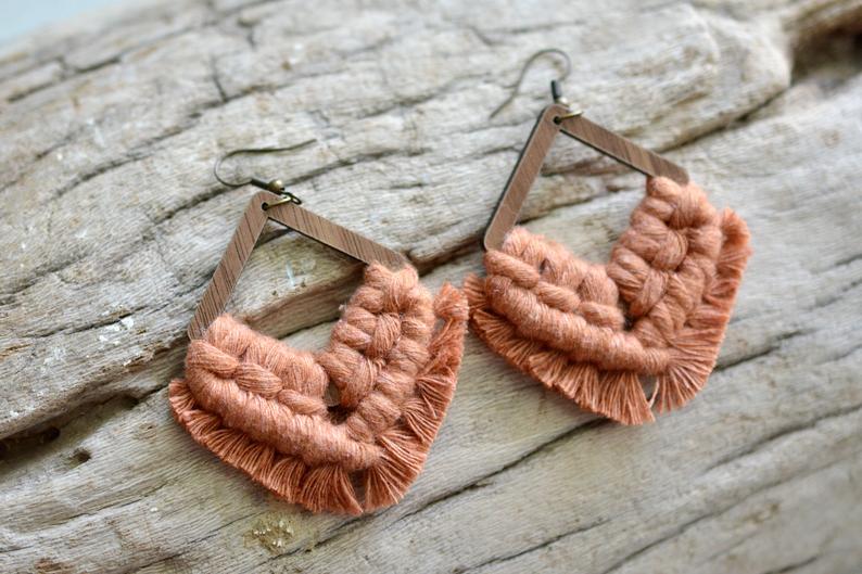 Terracotta Macrame Earrings picture