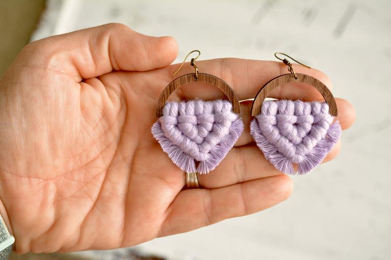 Lavender Macrame Earrings picture