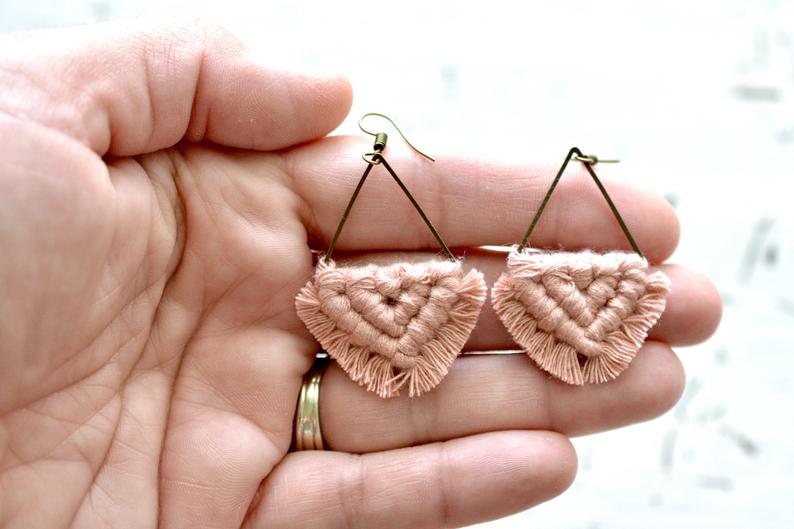 Small Blush Macrame Earrings picture
