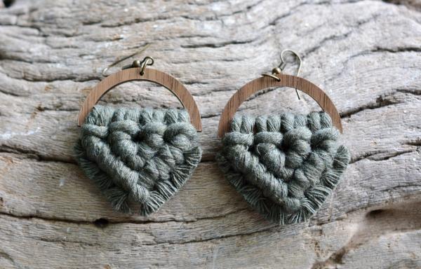 Army Green Macrame Earrings picture