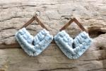 Light Blue Wooden Macrame Earrings