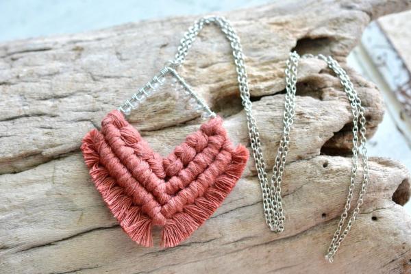 Cinnamon Beaded Macrame Necklace picture