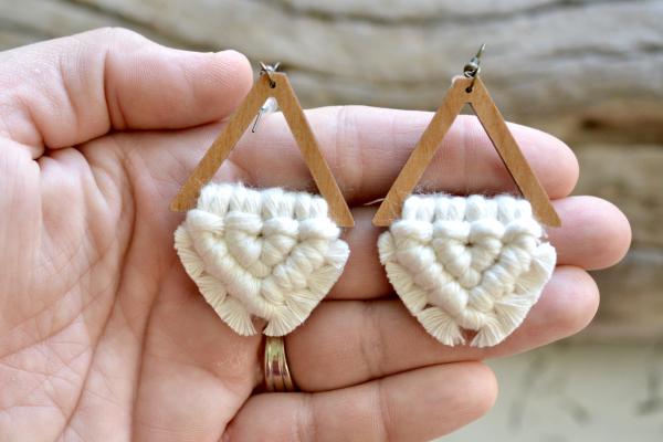 Natural Wooden Macrame Earrings picture
