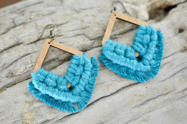 Teal Macrame Earrings picture