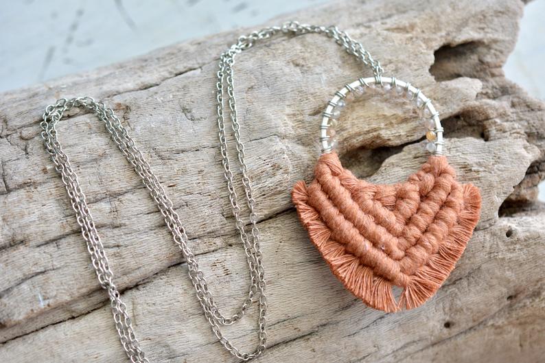 Terracotta Beaded Macrame Necklace picture