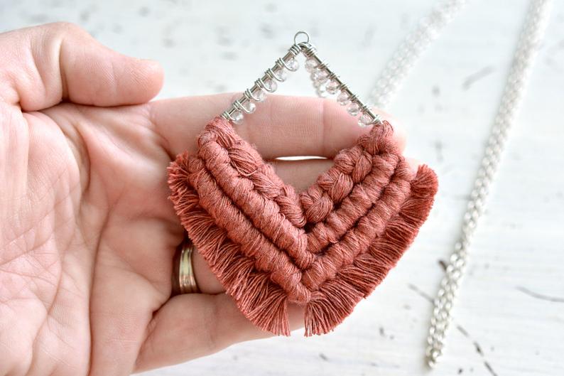 Cinnamon Beaded Macrame Necklace picture