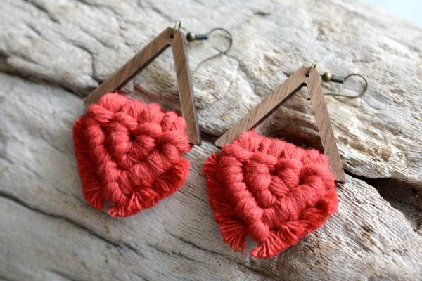 Red Macrame Earrings picture