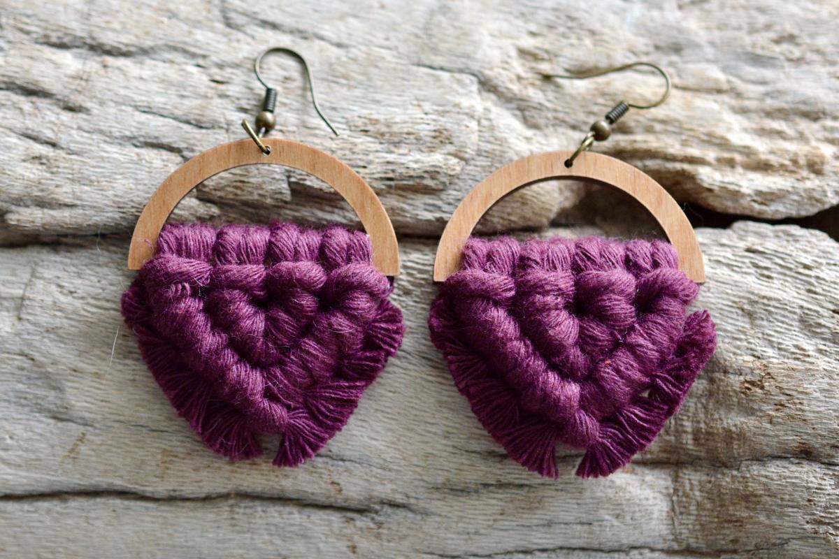 Boysenberry Macrame Earrings picture