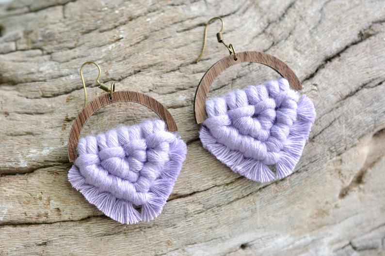 Lavender Macrame Earrings picture