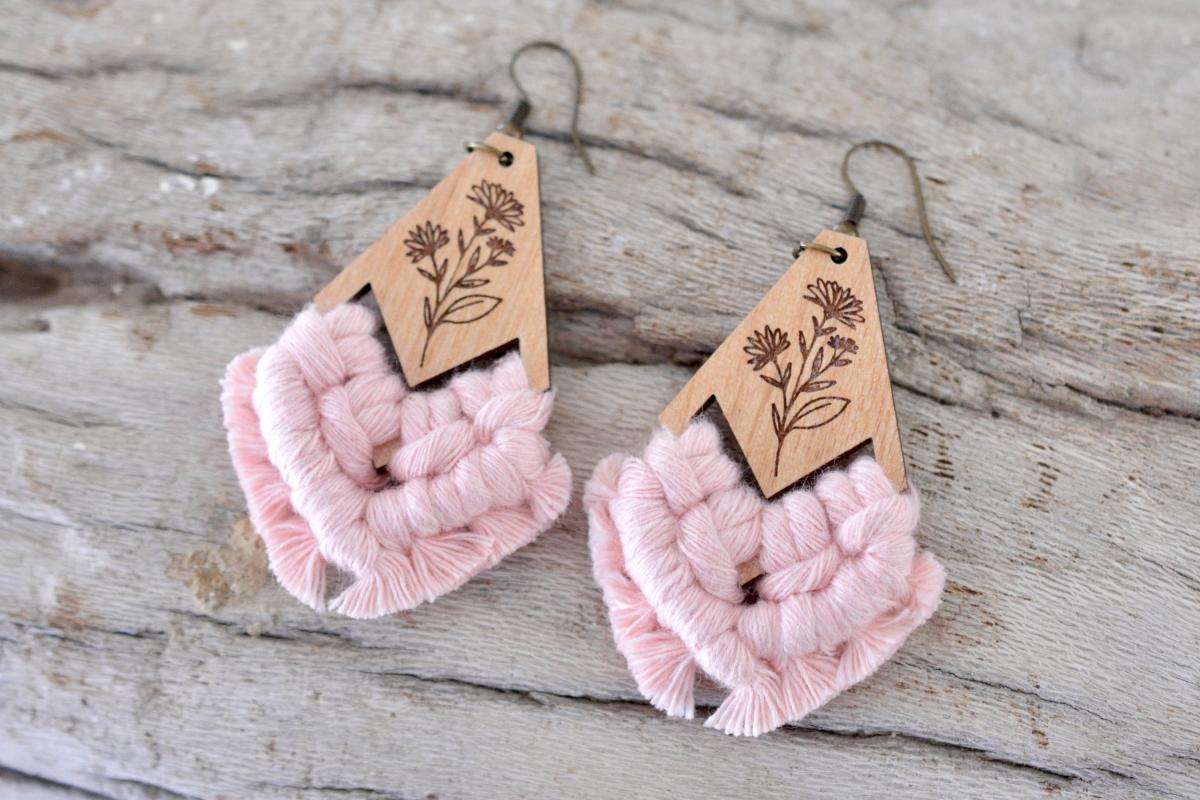 Rose Floral Macrame Earrings picture