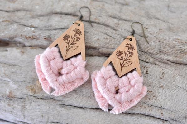 Rose Floral Macrame Earrings picture