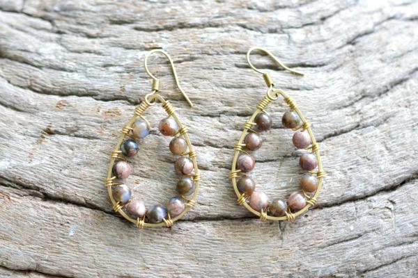 Llanolite Gold Wire Wrapped Earrings