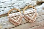 Champagne Blush Wooden Macrame Earrings