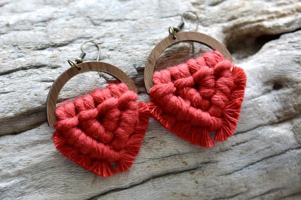 Red Macrame Earrings picture