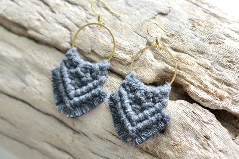 Gray Macrame Earrings picture